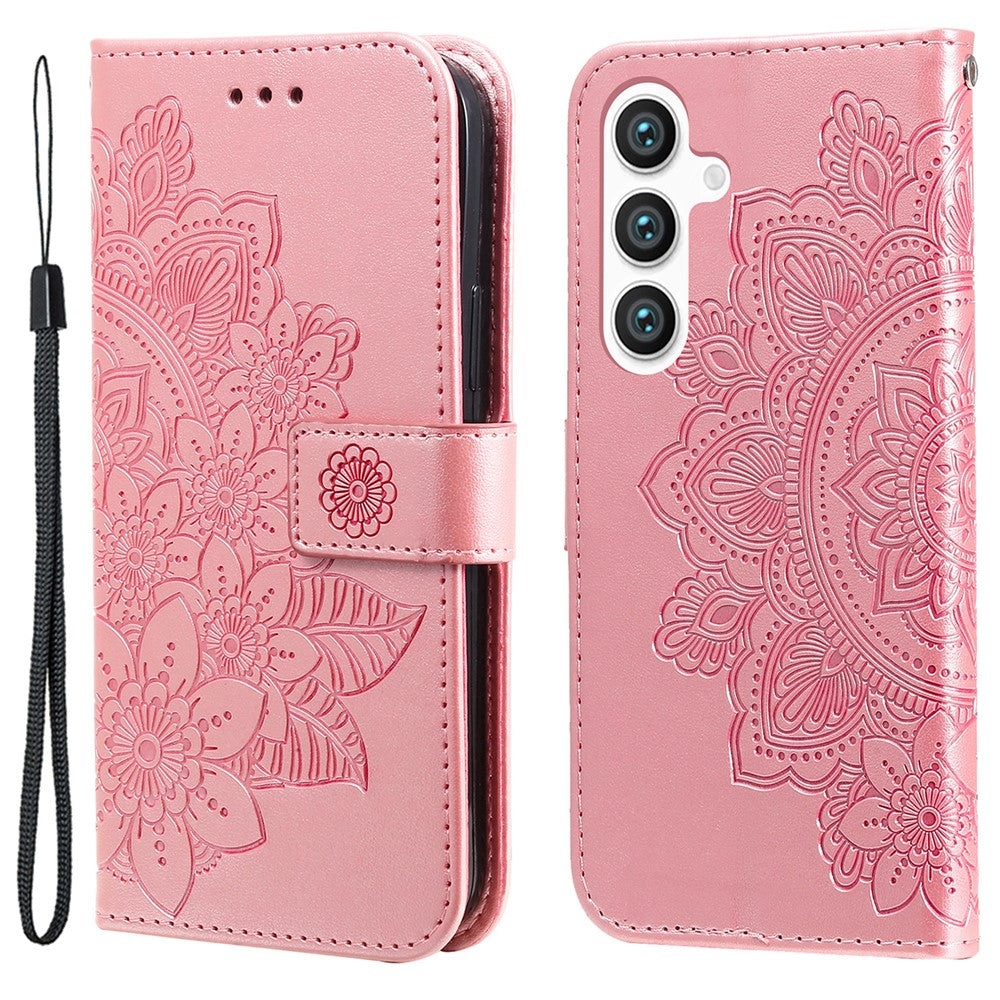 For Samsung Galaxy S24+ Case Floral Pattern PU Leather Wallet Stand Phone Cover