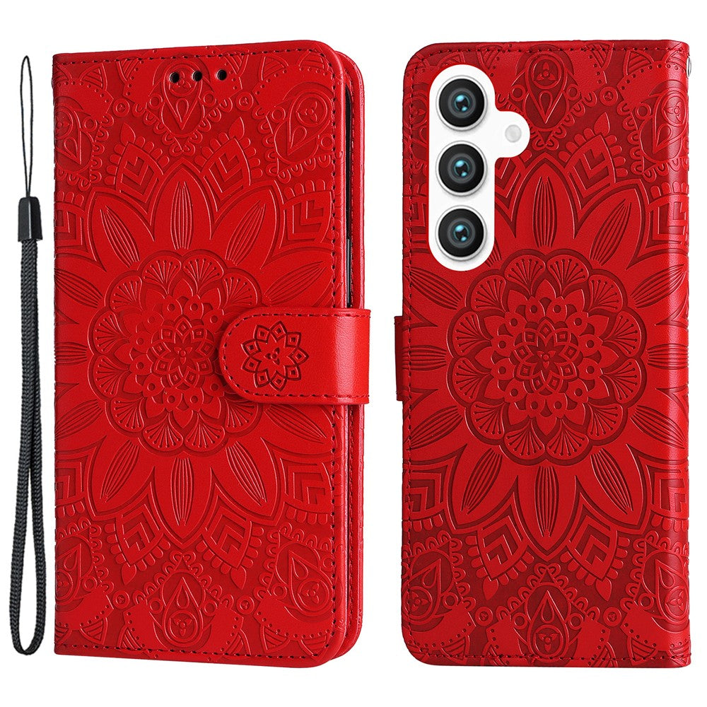 For Samsung Galaxy S24 Case Sunflower PU Leather Magnetic Flip Phone Cover