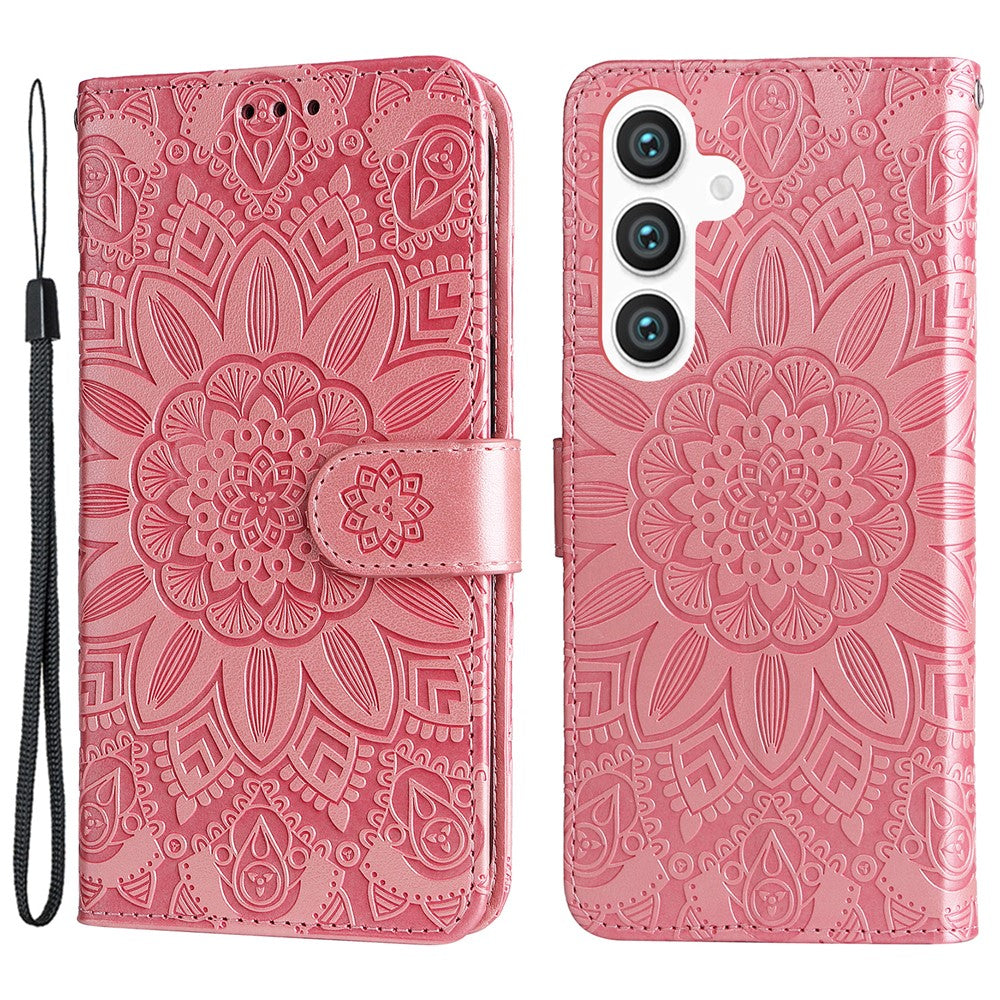For Samsung Galaxy S24 Case Sunflower PU Leather Magnetic Flip Phone Cover