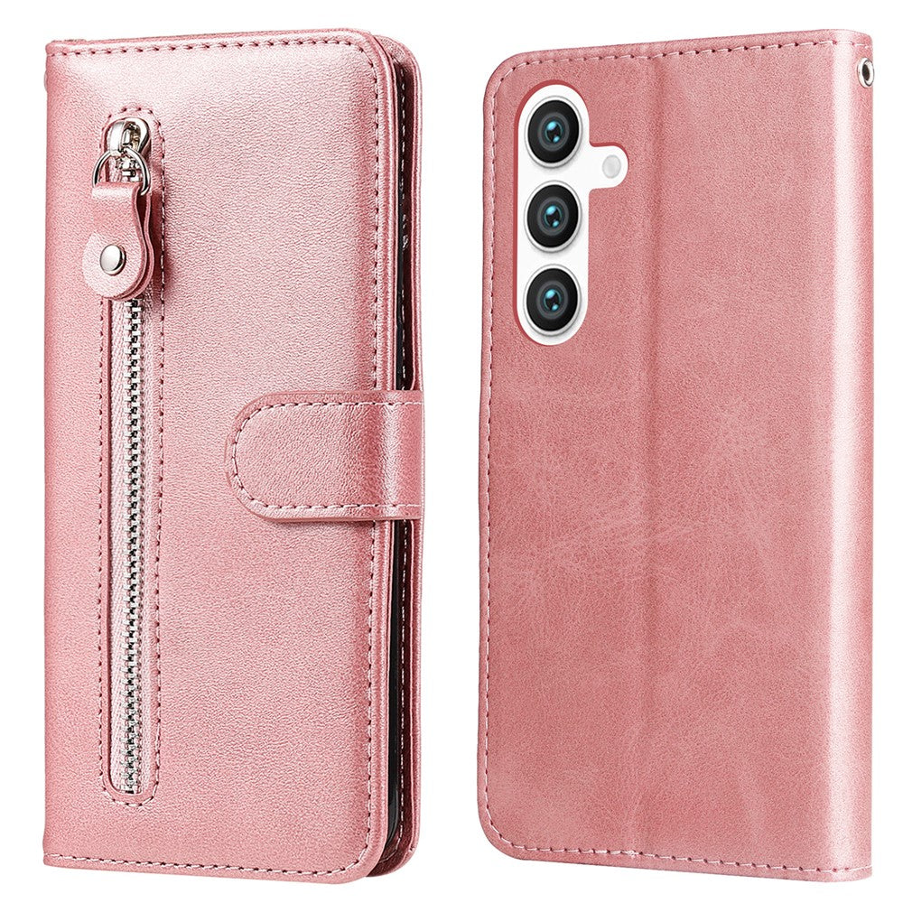 For Samsung Galaxy S24 Case Zipper Pocket  Flip PU Leather Protective Cover