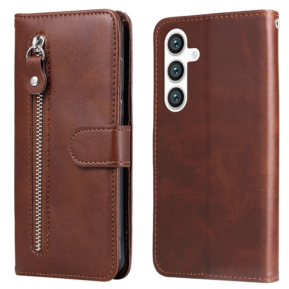 For Samsung Galaxy S24 Case Zipper Pocket  Flip PU Leather Protective Cover