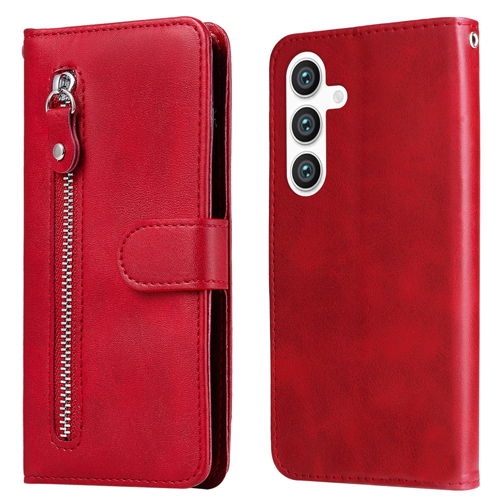 For Samsung Galaxy S24 Case Zipper Pocket  Flip PU Leather Protective Cover