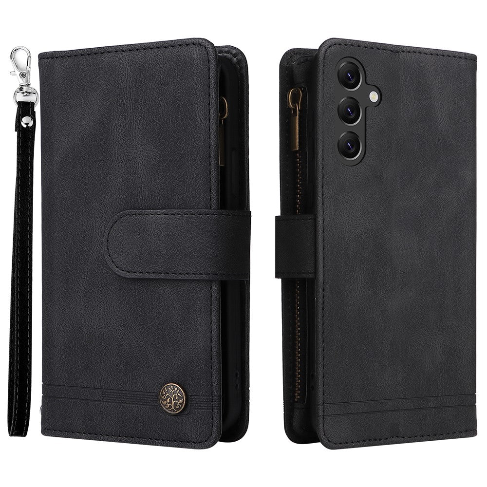 Til Samsung Galaxy A15 5G Cover med Flere Kortlommer Telefoncover med Lynlåslomme