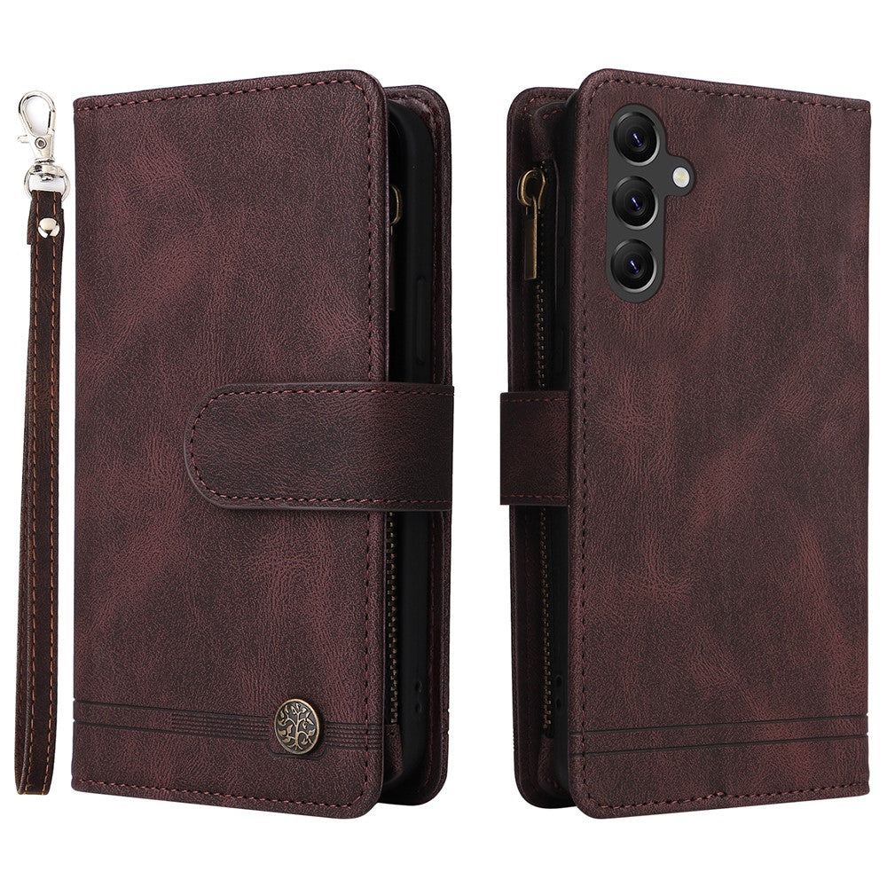 Til Samsung Galaxy A15 5G Cover med Flere Kortlommer Telefoncover med Lynlåslomme
