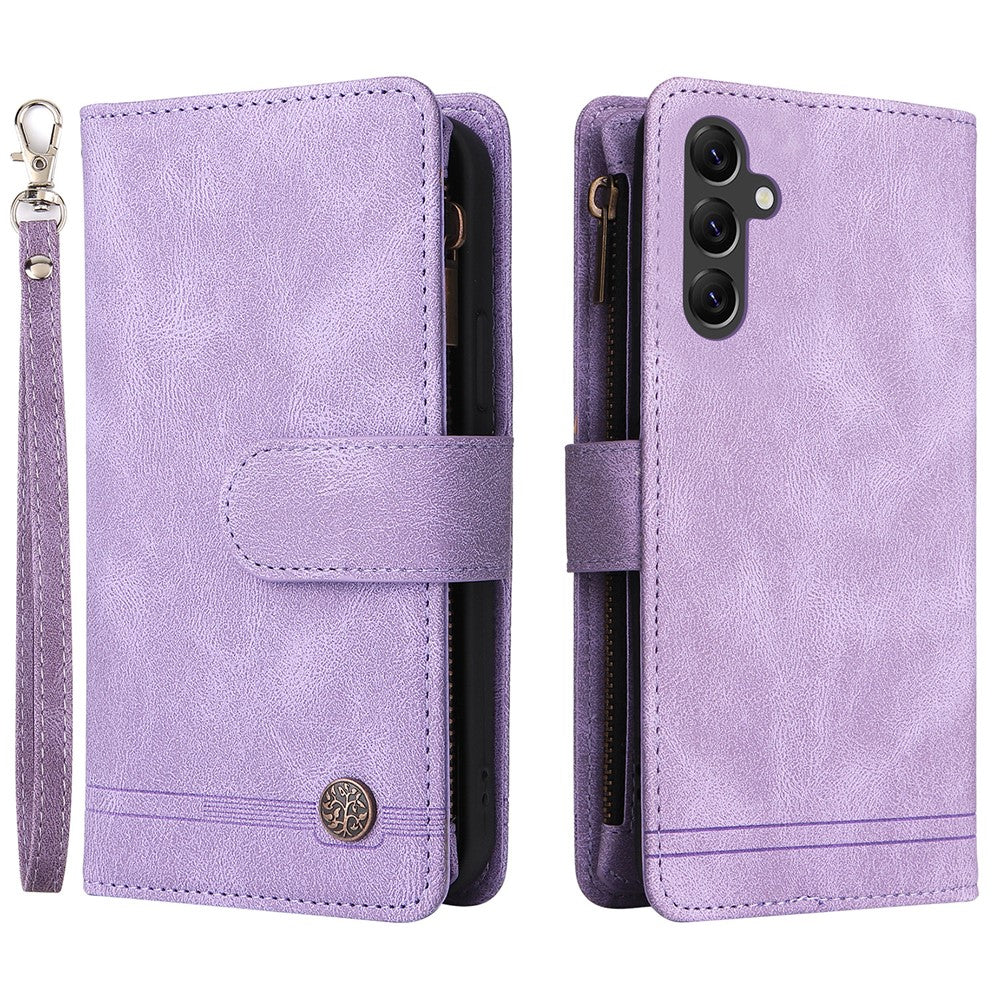 Til Samsung Galaxy A15 5G Cover med Flere Kortlommer Telefoncover med Lynlåslomme
