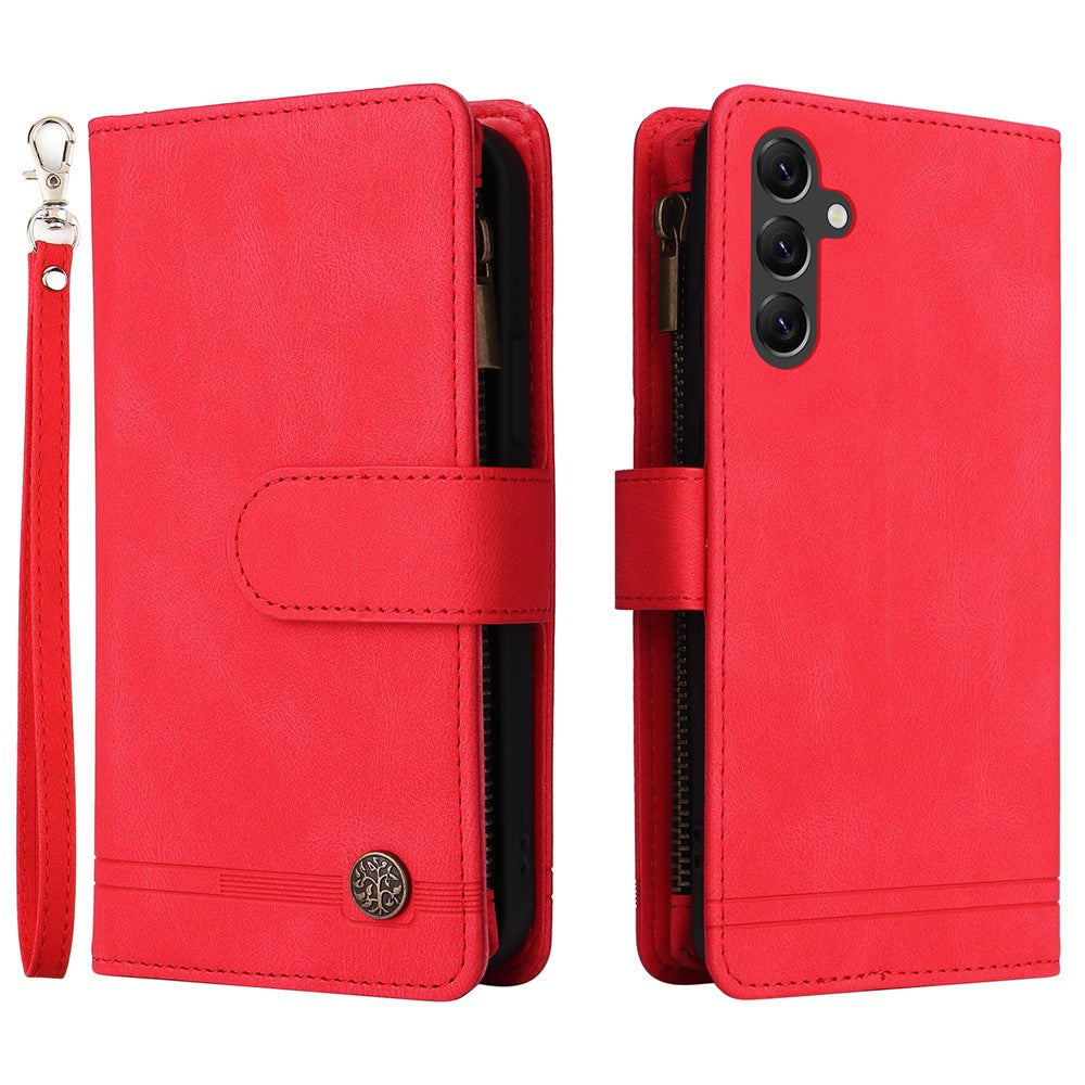 Til Samsung Galaxy A15 5G Cover med Flere Kortlommer Telefoncover med Lynlåslomme