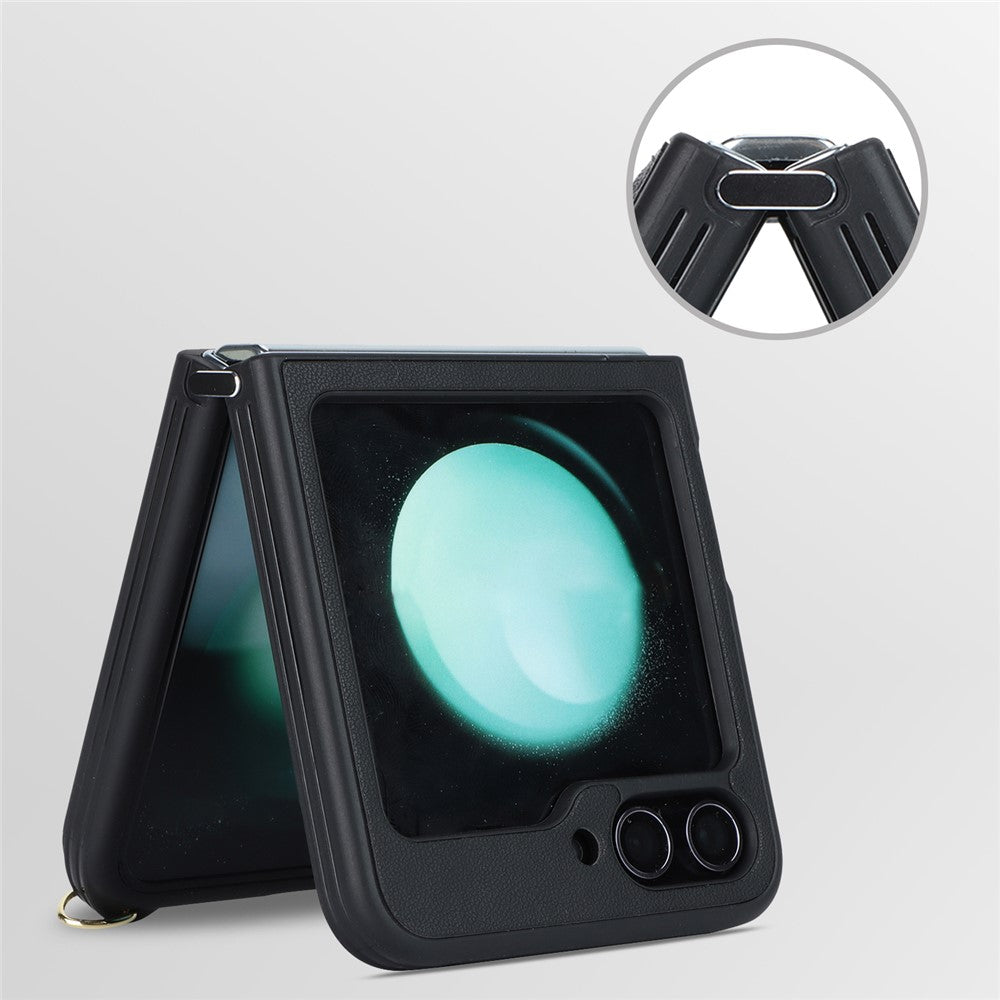 For Samsung Galaxy Z Flip5 5G Case R20 Texture Leather + PC Kickstand Cover