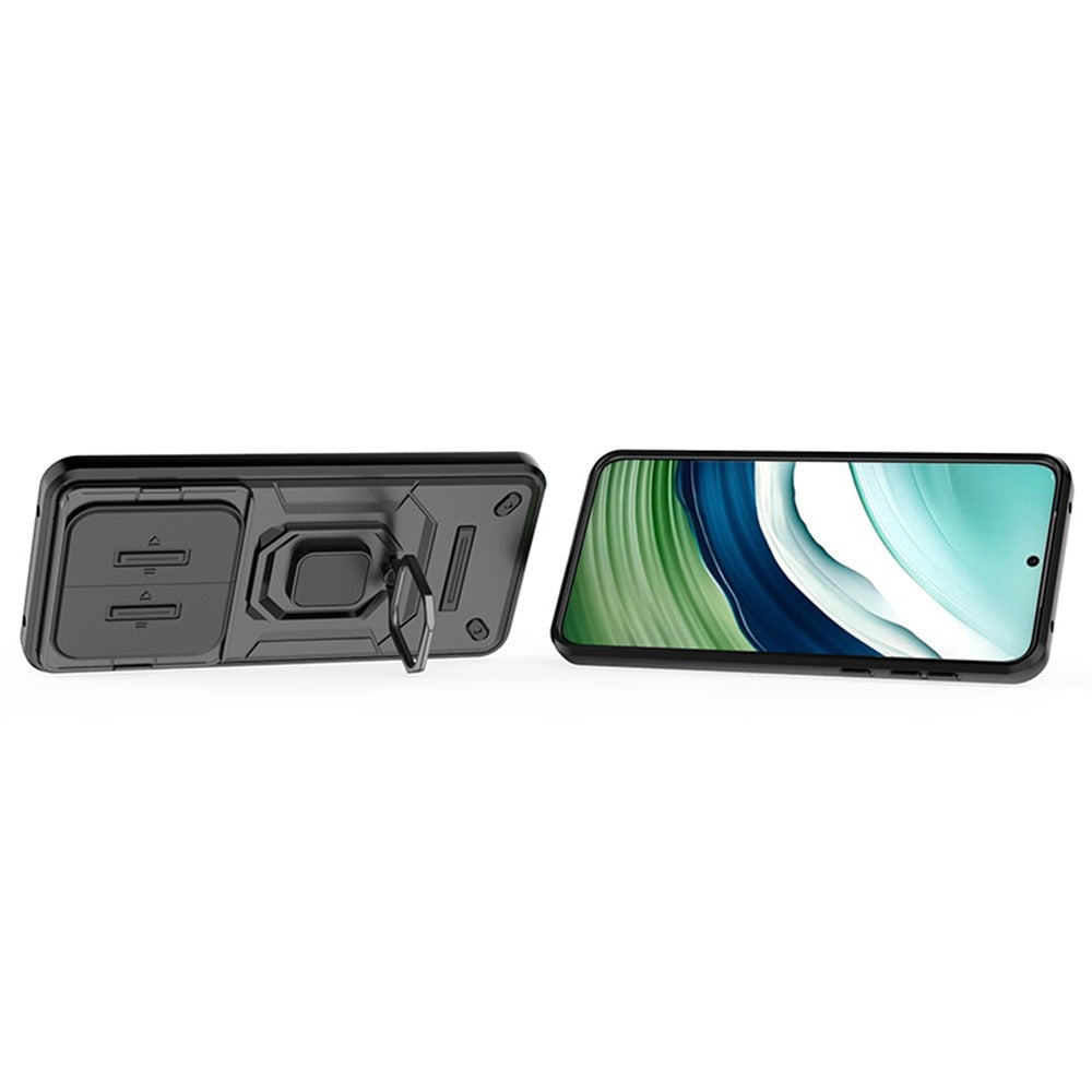 For Huawei Mate 60 Case Kickstand Shockproof Phone Cover with Slide Lens Guard