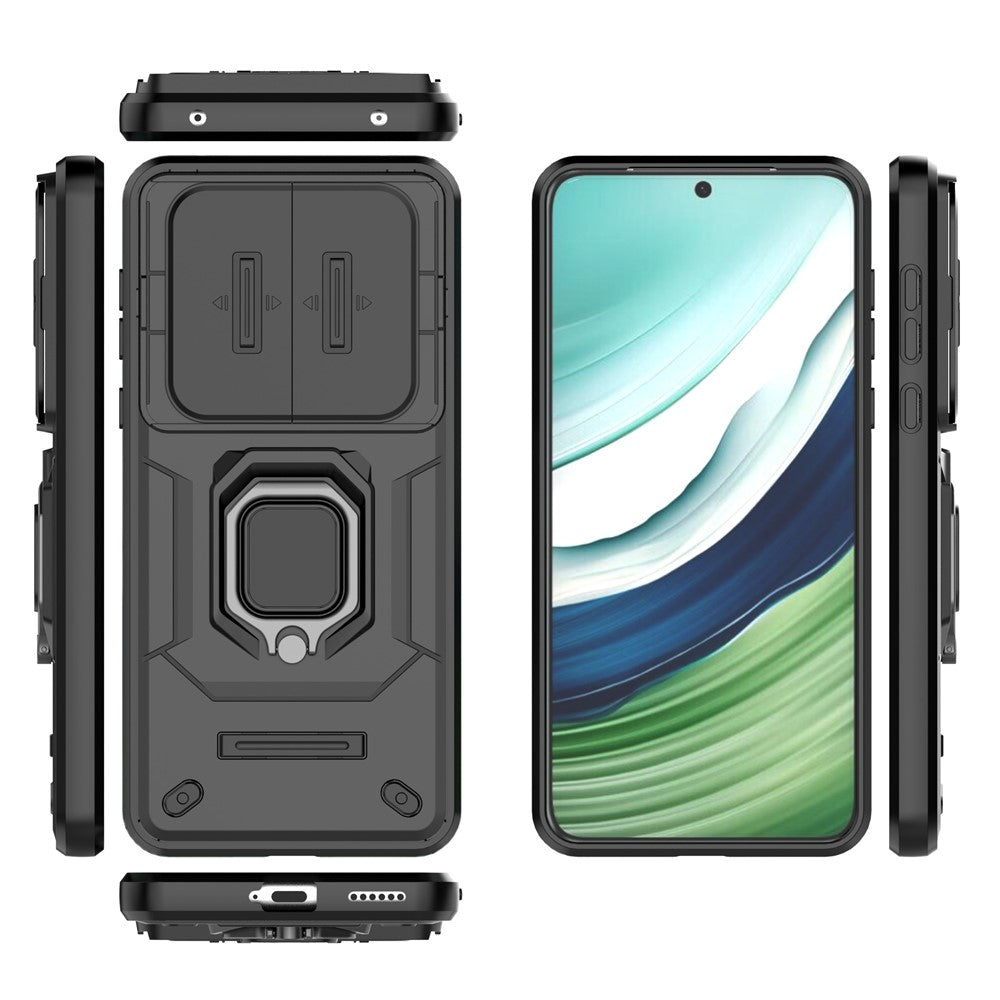 For Huawei Mate 60 Case Kickstand Shockproof Phone Cover with Slide Lens Guard