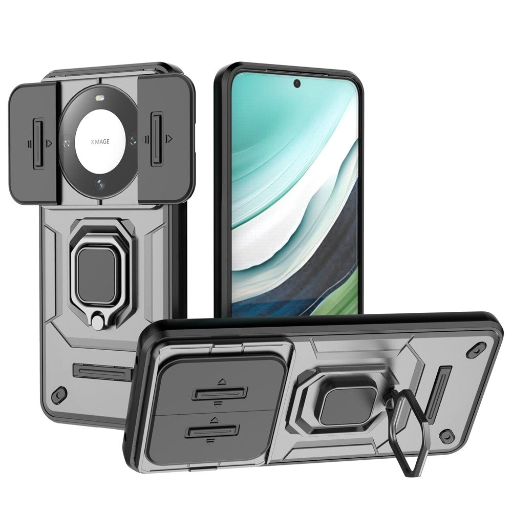 For Huawei Mate 60 Case Kickstand Shockproof Phone Cover with Slide Lens Guard