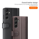 For Samsung Galaxy S23 FE Case Genuine Split Leather Phone Cover with Wallet Stand