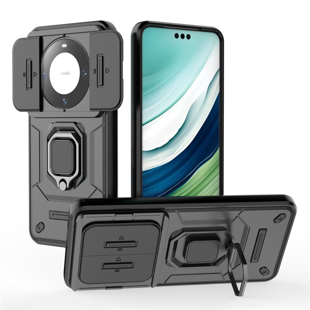 For Huawei Mate 60 Pro Case Kickstand Shockproof Phone Cover with Slide Lens Guard