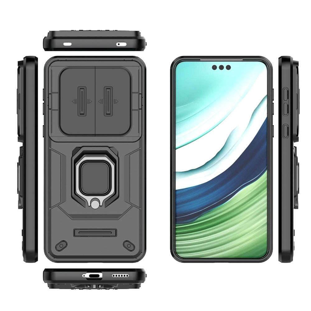For Huawei Mate 60 Pro Case Kickstand Shockproof Phone Cover with Slide Lens Guard