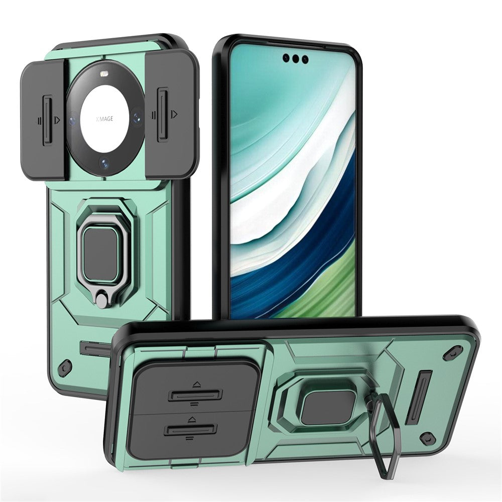 For Huawei Mate 60 Pro Case Kickstand Shockproof Phone Cover with Slide Lens Guard