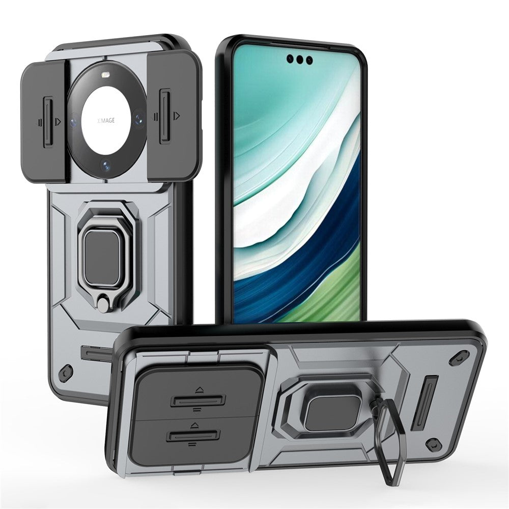 For Huawei Mate 60 Pro Case Kickstand Shockproof Phone Cover with Slide Lens Guard