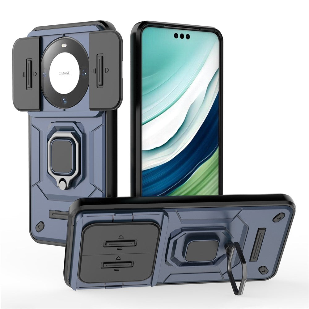For Huawei Mate 60 Pro Case Kickstand Shockproof Phone Cover with Slide Lens Guard