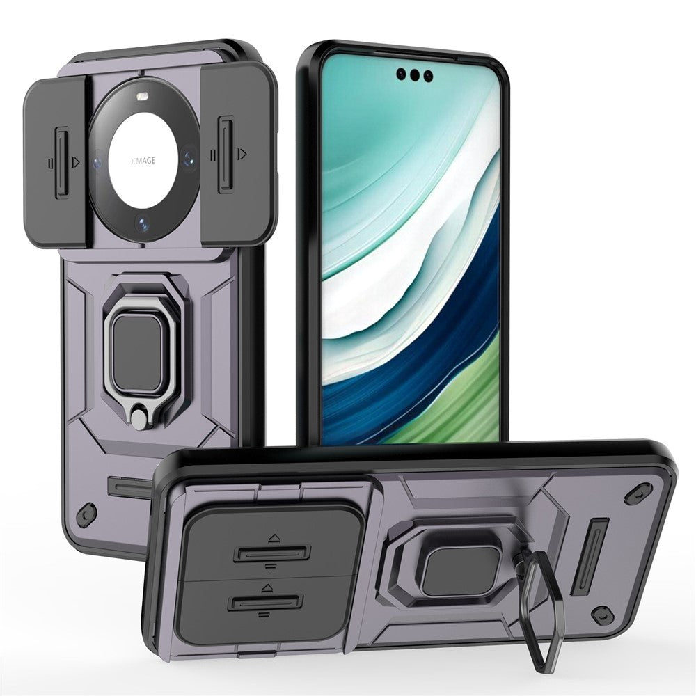 For Huawei Mate 60 Pro Case Kickstand Shockproof Phone Cover with Slide Lens Guard