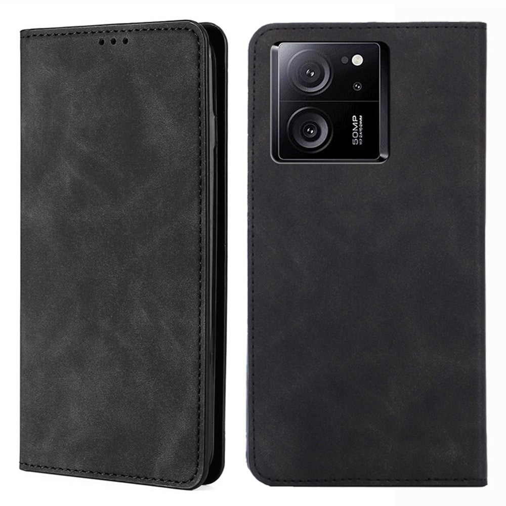 Xiaomi Redmi K60 Ultra / 13T / 13T Pro-skal Magnetiskt, självabsorberande, hudvänligt fällbart PU-läderfodral med korthållare