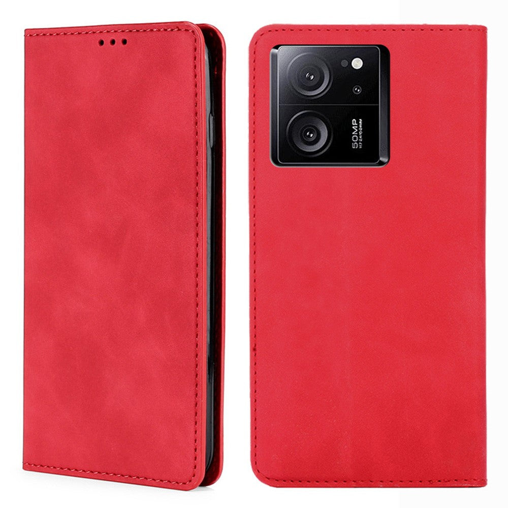 Xiaomi Redmi K60 Ultra / 13T / 13T Pro-skal Magnetiskt, självabsorberande, hudvänligt fällbart PU-läderfodral med korthållare