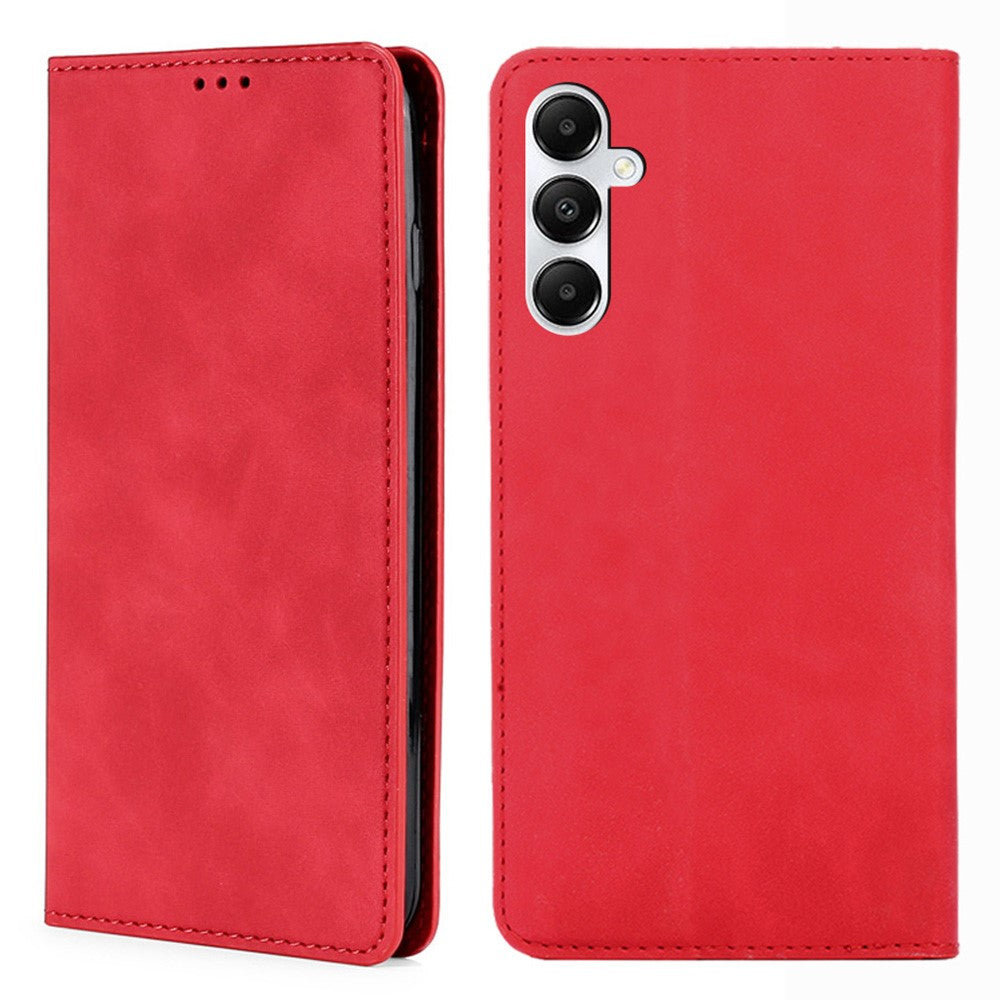 Samsung Galaxy A05s 4G-skal med skin-touch-funktion, PU-läder, fällbart stativ, smartmobilskal med kortplatser