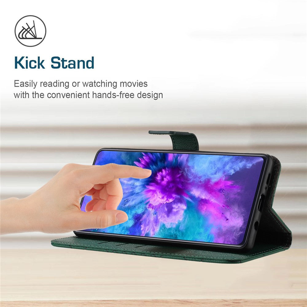 HT06 For Samsung Galaxy S24 Case Litchi Texture Stand Phone Wallet Cover