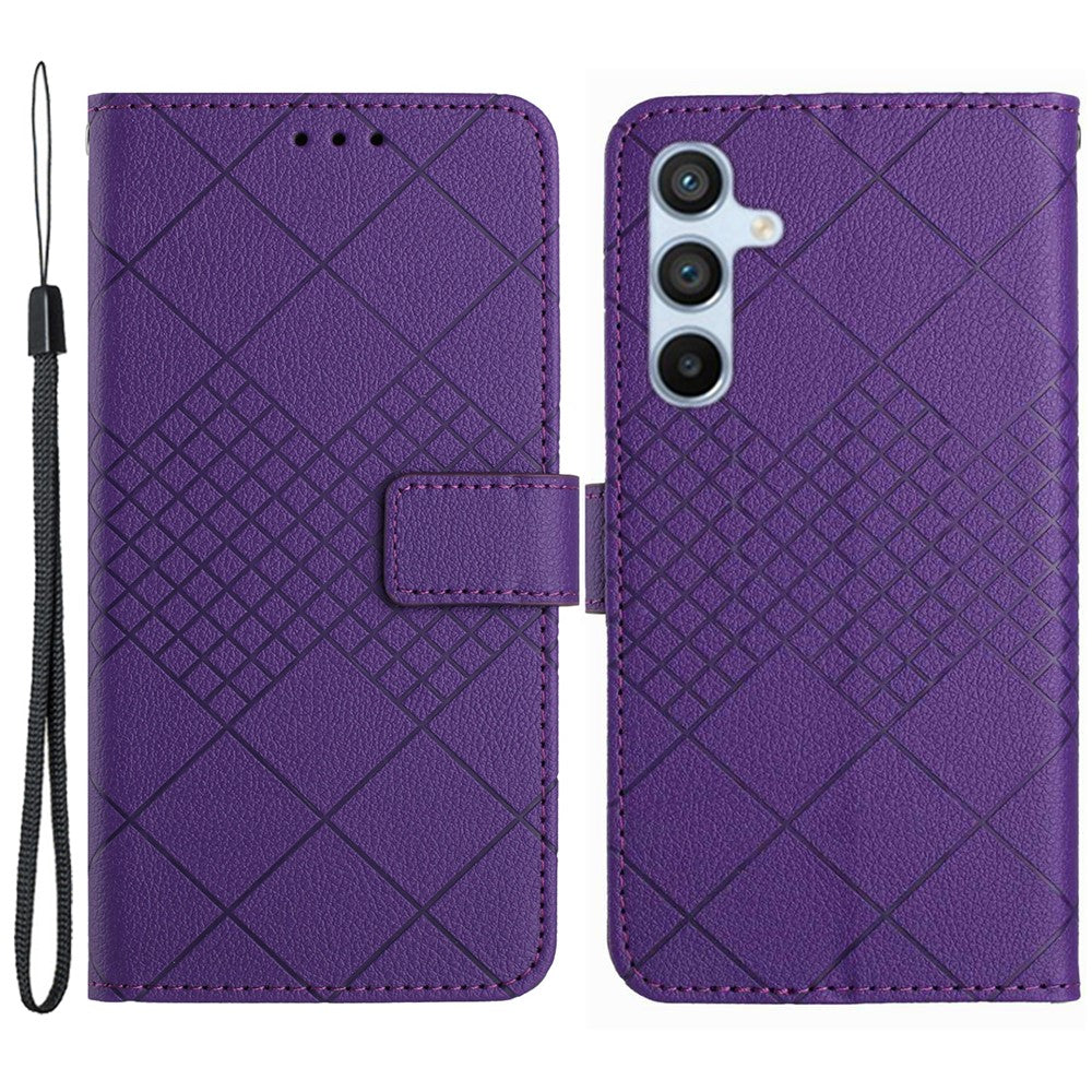 HT06 For Samsung Galaxy S24 Case Litchi Texture Stand Phone Wallet Cover