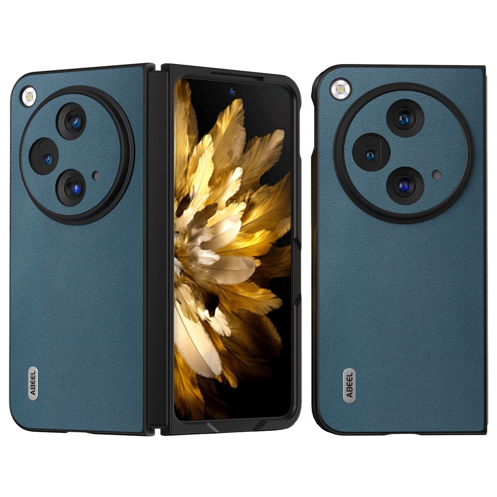 ABEEL For OnePlus Open Case Genuine Cow Leather+PC Protective Phone Cover