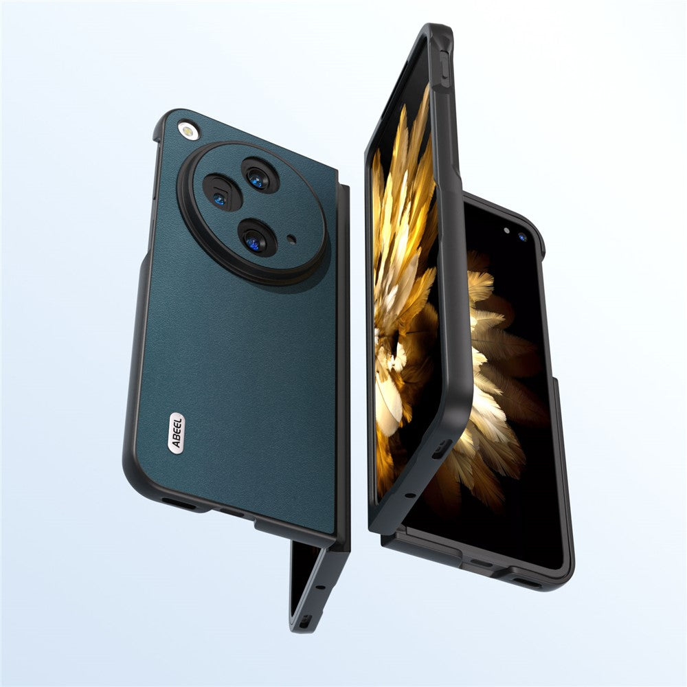 ABEEL For OnePlus Open Case Genuine Cow Leather+PC Protective Phone Cover