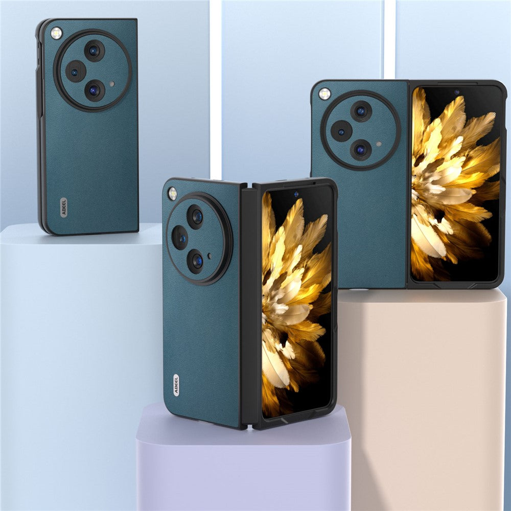 ABEEL For OnePlus Open Case Genuine Cow Leather+PC Protective Phone Cover