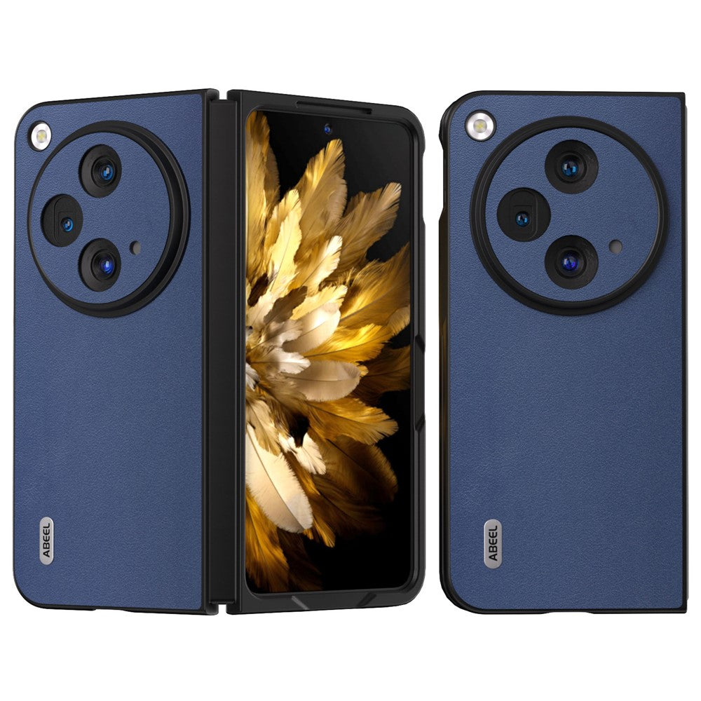 ABEEL For OnePlus Open Case Genuine Cow Leather+PC Protective Phone Cover