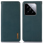 KHAZNEH For Xiaomi 14 Case Genuine Cow Leather Stand Magnetic Closure Phone Cover