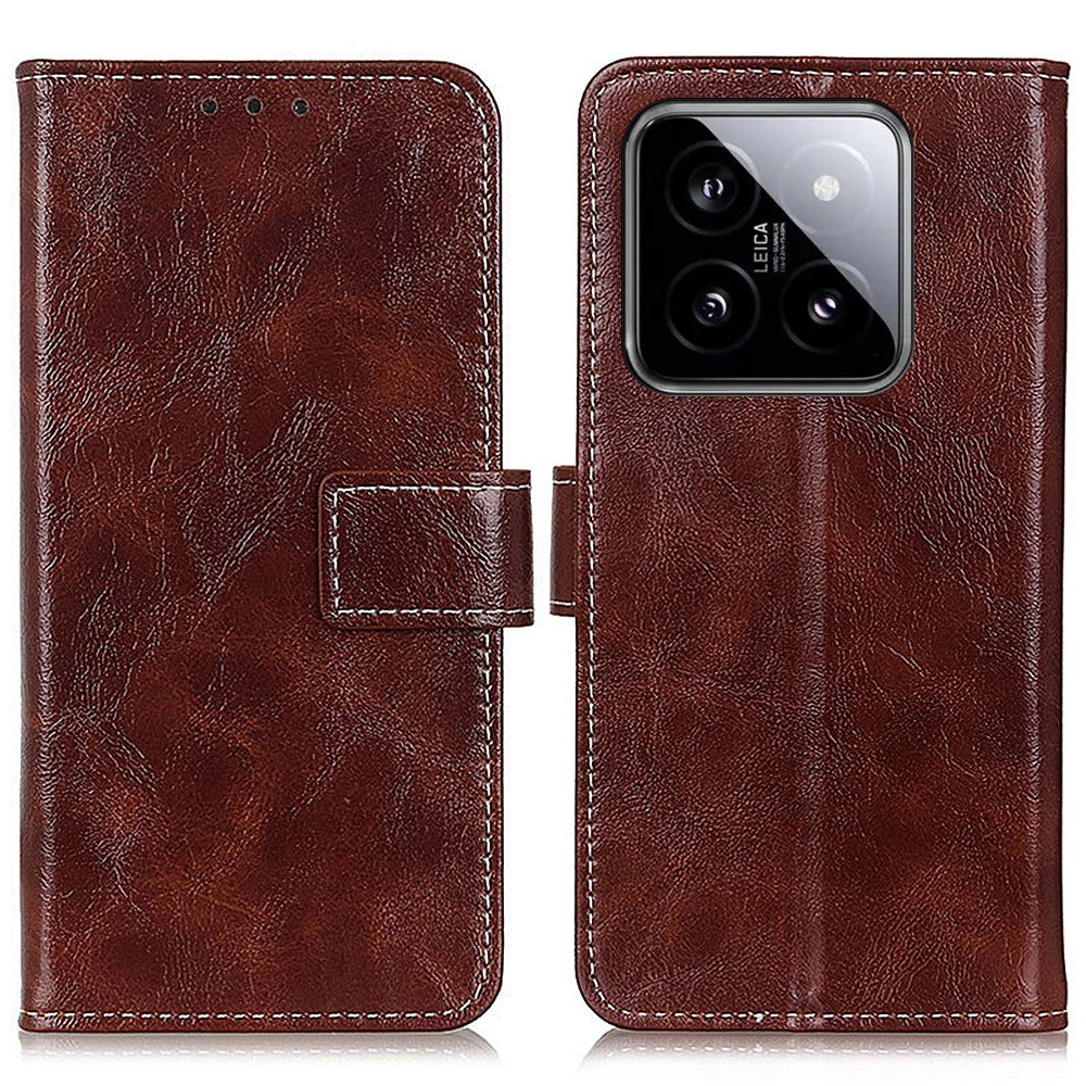 For Xiaomi 14 Pro Case PU Leather Crazy Horse Texture Wallet Phone Cover
