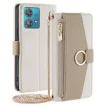 Til Motorola Edge 40 Neo 5G cover PU-læder makeup-spejlcover med crossbody-rem