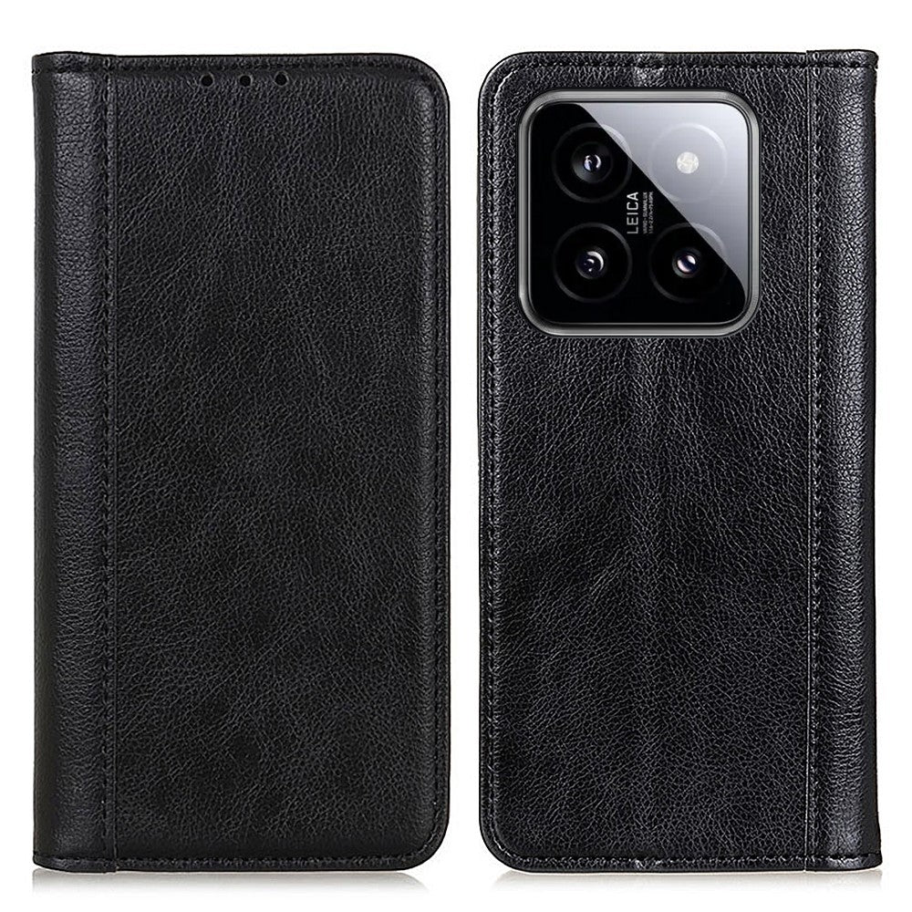For Xiaomi 14 Case Litchi Texture Split Leather Cover with Wallet Stand