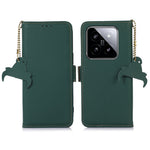 For Xiaomi 14 Pro Case RFID Blocking Wallet Silky Genuine Cow Leather Cover