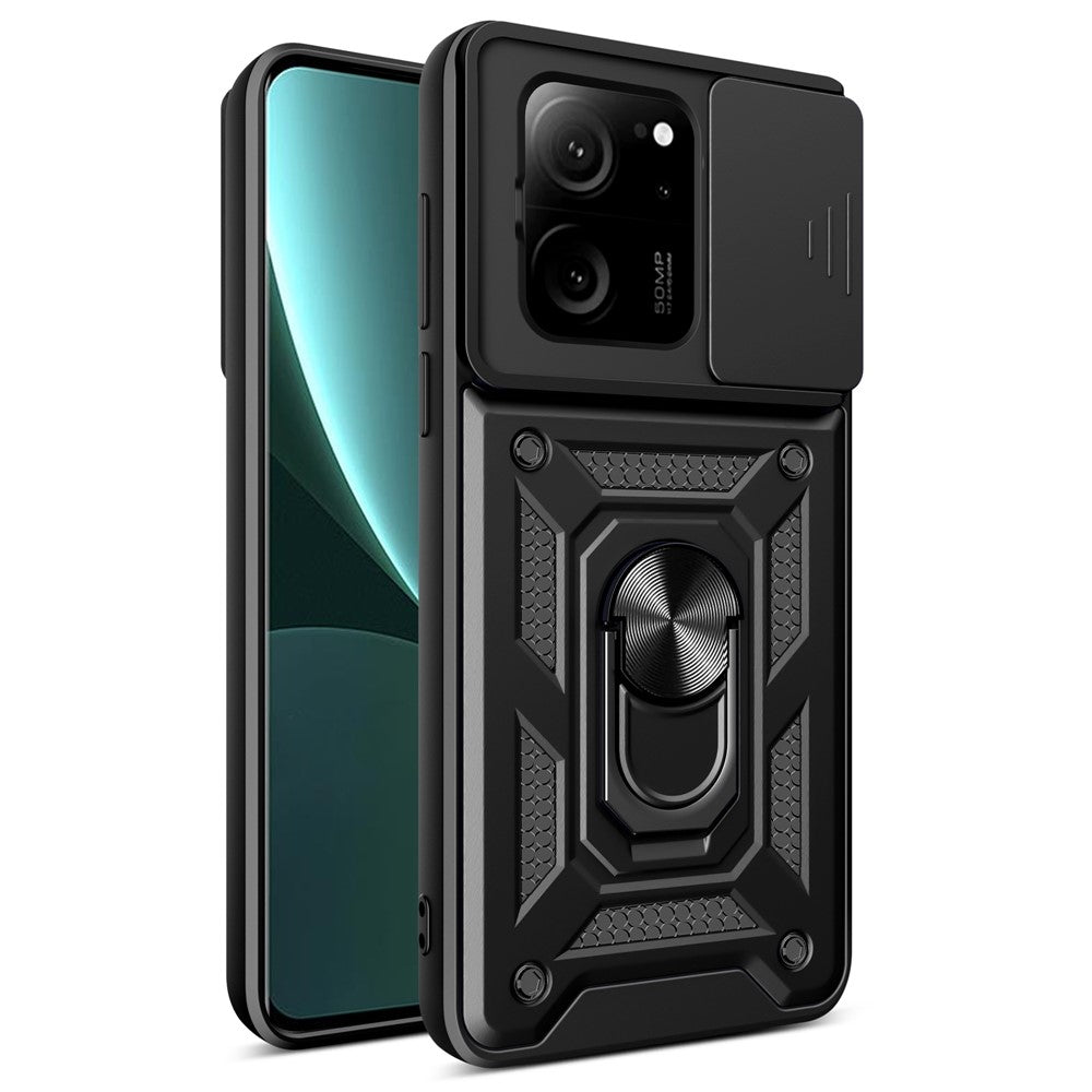 Xiaomi Redmi K60 Ultra / 13T / 13T Pro-skal PC+TPU Stativ mobilskal + Skjutbart Linsskydd