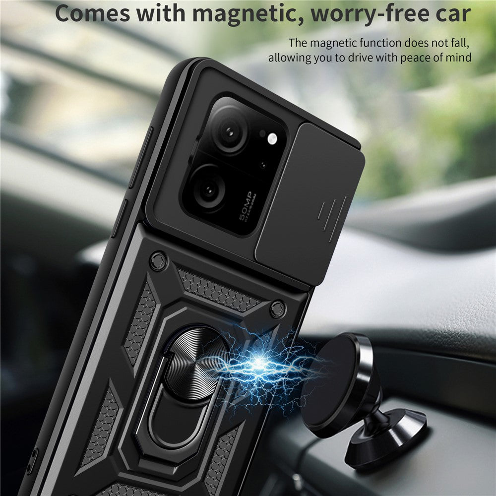 Xiaomi Redmi K60 Ultra / 13T / 13T Pro-skal PC+TPU Stativ mobilskal + Skjutbart Linsskydd