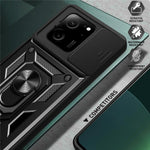Xiaomi Redmi K60 Ultra / 13T / 13T Pro-skal PC+TPU Stativ mobilskal + Skjutbart Linsskydd