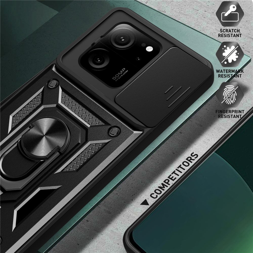 Xiaomi Redmi K60 Ultra / 13T / 13T Pro-skal PC+TPU Stativ mobilskal + Skjutbart Linsskydd