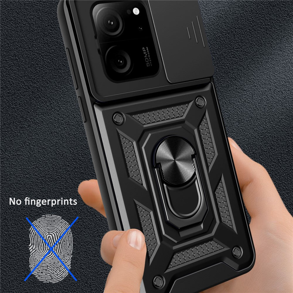 Xiaomi Redmi K60 Ultra / 13T / 13T Pro-skal PC+TPU Stativ mobilskal + Skjutbart Linsskydd