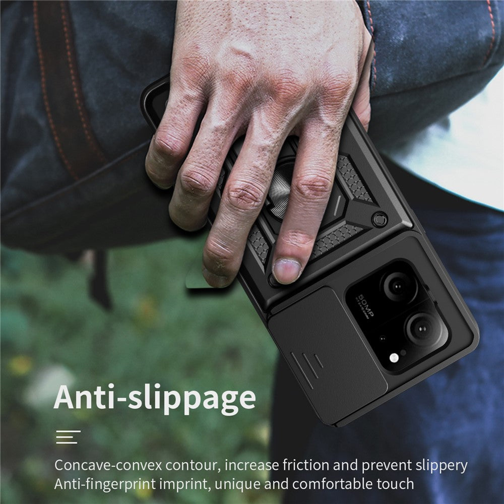 Xiaomi Redmi K60 Ultra / 13T / 13T Pro-skal PC+TPU Stativ mobilskal + Skjutbart Linsskydd