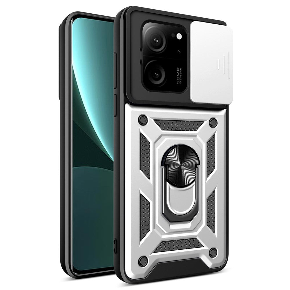 Xiaomi Redmi K60 Ultra / 13T / 13T Pro-skal PC+TPU Stativ mobilskal + Skjutbart Linsskydd