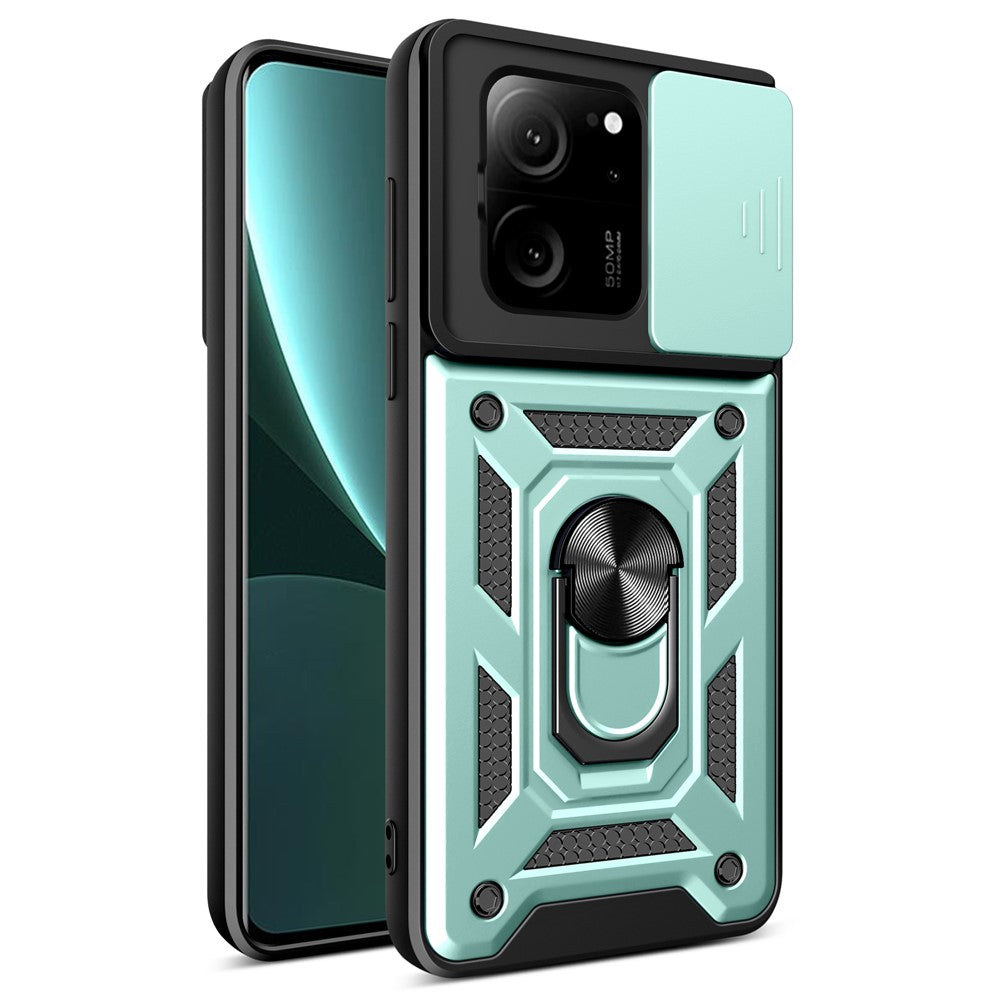 Xiaomi Redmi K60 Ultra / 13T / 13T Pro-skal PC+TPU Stativ mobilskal + Skjutbart Linsskydd