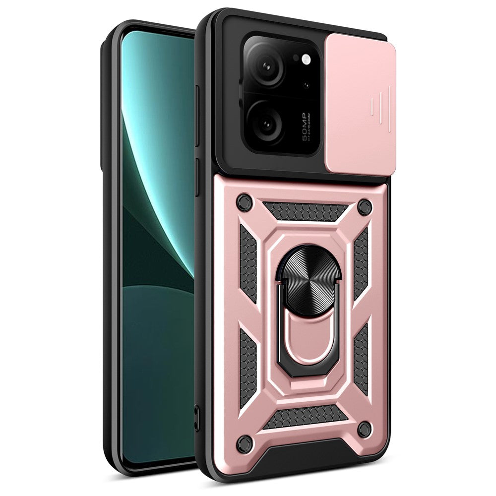 Xiaomi Redmi K60 Ultra / 13T / 13T Pro-skal PC+TPU Stativ mobilskal + Skjutbart Linsskydd