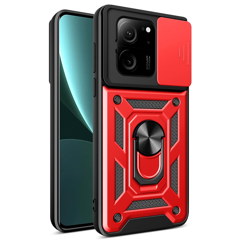 Xiaomi Redmi K60 Ultra / 13T / 13T Pro-skal PC+TPU Stativ mobilskal + Skjutbart Linsskydd