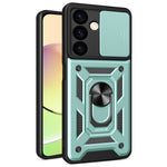 For Samsung Galaxy S24+ Case PC+TPU Kickstand Slide Lens Lid Mobile Phone Cover