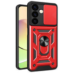 For Samsung Galaxy S24+ Case PC+TPU Kickstand Slide Lens Lid Mobile Phone Cover