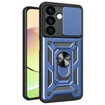 For Samsung Galaxy S24+ Case PC+TPU Kickstand Slide Lens Lid Mobile Phone Cover