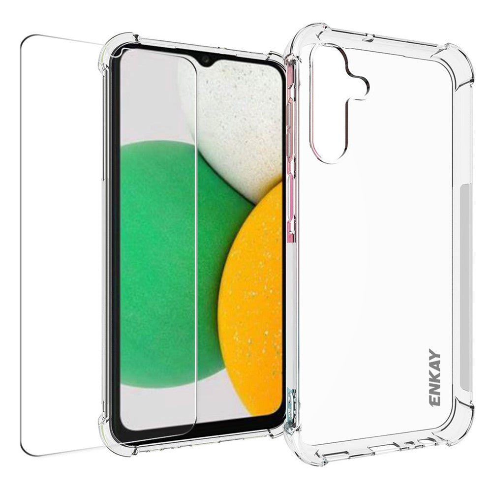 ENKAY HAT PRINCE til Samsung Galaxy A15 5G Etui Stødsikkert Klart TPU Cover med Skærmfilm
