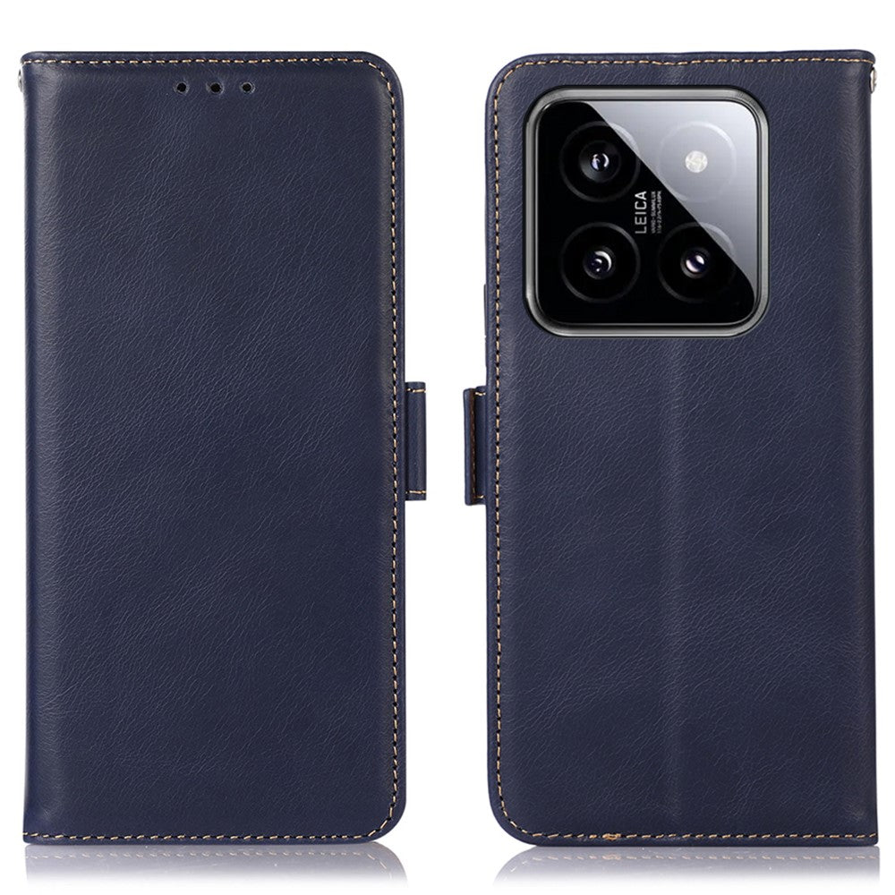 For Xiaomi 14 Pro Case Genuine Cow Leather RFID Blocking Stand Phone Cover